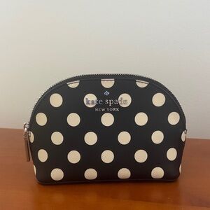Kate Spade Black and Cream Polka Dot Cosmetic Case